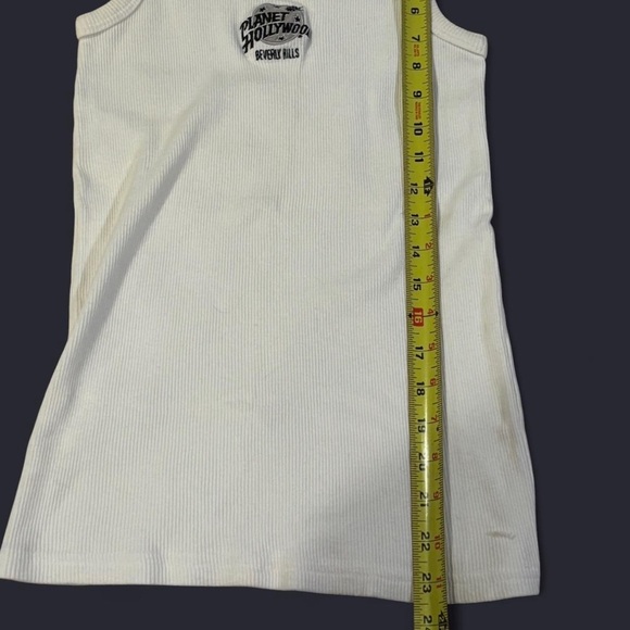 Vintage Planet Hollywood Beverly Hills Ribbed Tank Top White Size Large - Picture 4 of 6